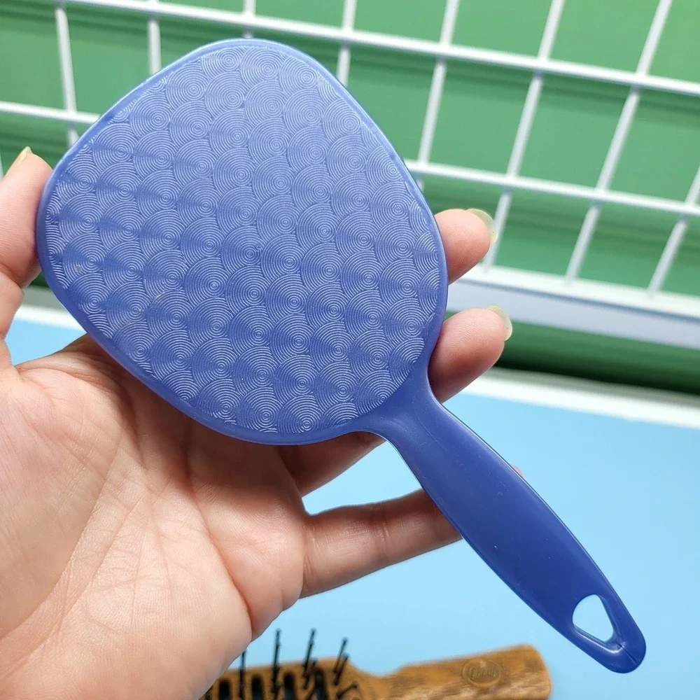 Vintage Goody Vented Hair Brush & Hand Mirror Travel Purse Plastic Faux Wood USA